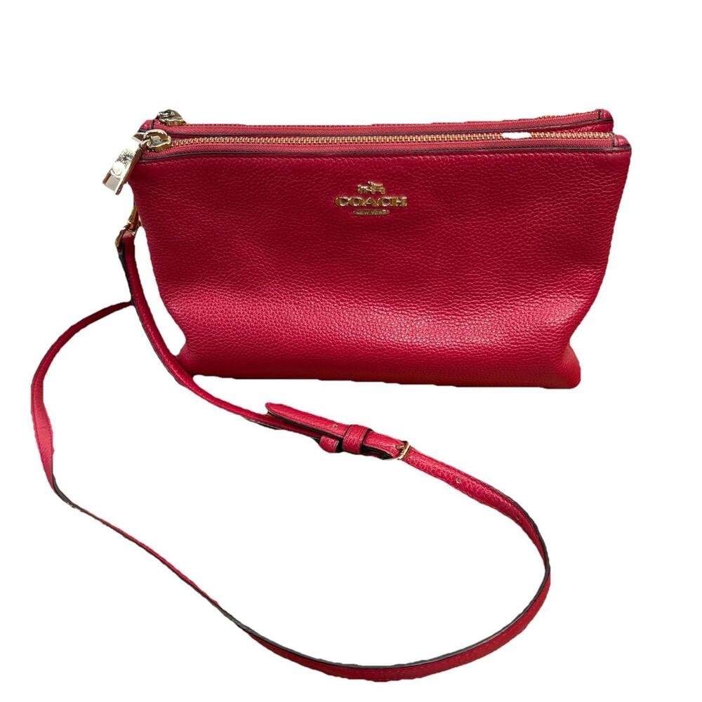 COACH Lyla Double Zip Pocket Crossbody, Strawberry Leather F38273 - Picture 1 of 16